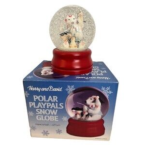 NEW Polar Playpals Snow Globe Bear Penguin Fishing Winter Christmas w/Box Red